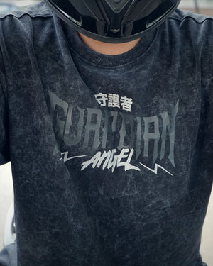 Guardian Angle Acid wash - Men's Oversize T-Shirt - Black Colour