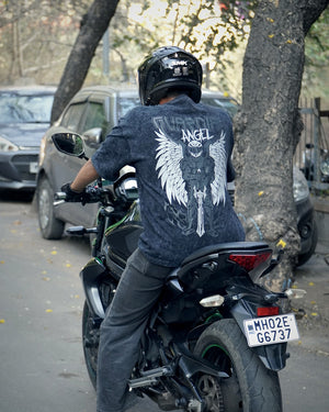Guardian Angle Acid wash - Men's Oversize T-Shirt - Black Colour