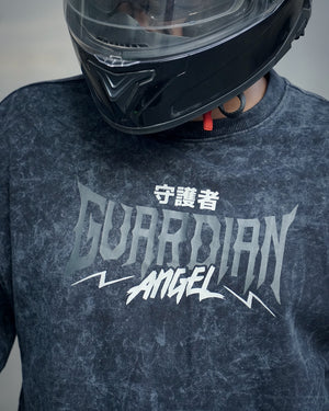 Guardian Angle Acid wash - Men's Oversize T-Shirt - Black Colour