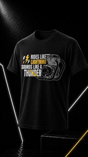 Rides Like a Lightning - Round Neck T-Shirt - Black