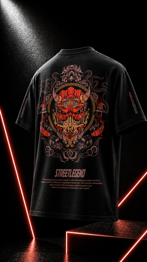 Hanya Mask  - Men's Oversize T-Shirt - Black Colour