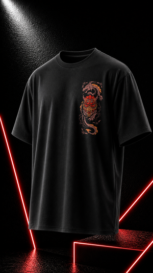 Hanya Mask  - Men's Oversize T-Shirt - Black Colour
