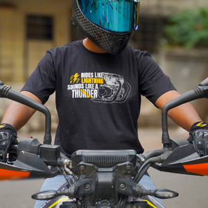 Rides Like a Lightning - Round Neck T-Shirt - Black