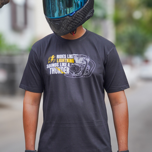 Rides Like a Lightning - Round Neck T-Shirt - Black