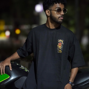 Hanya Mask  - Men's Oversize T-Shirt - Black Colour