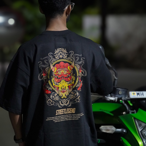 Hanya Mask  - Men's Oversize T-Shirt - Black Colour