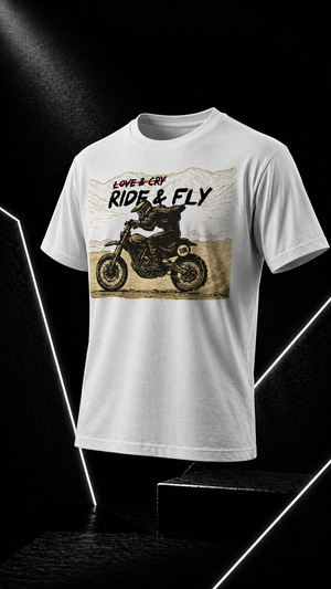 Ride & Fly - Round Neck T-Shirt - White