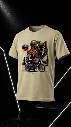 The Lone Wolf - Round Neck T-Shirt - Beige
