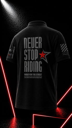 NEVER STOP RIDING - Polo T-Shirt -Black