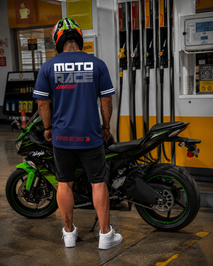 Moto Race - Men's Oversize T-Shirt - Navy Blue Colour