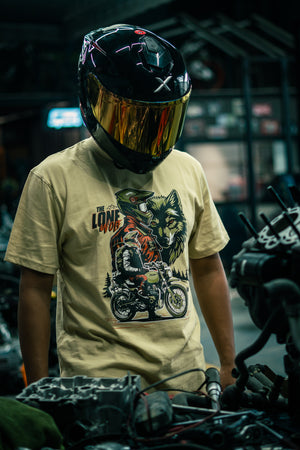 The Lone Wolf - Round Neck T-Shirt - Beige