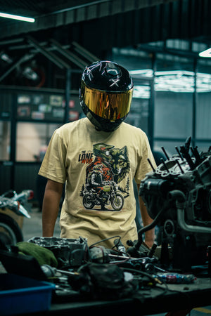 The Lone Wolf - Round Neck T-Shirt - Beige
