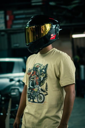 The Lone Wolf - Round Neck T-Shirt - Beige