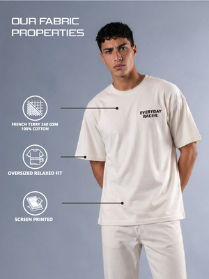 Everyday Racer front - Men's Oversize T-Shirt - White Colour