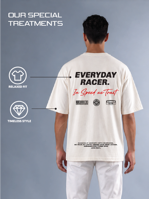 Everyday Racer front - Men's Oversize T-Shirt - White Colour