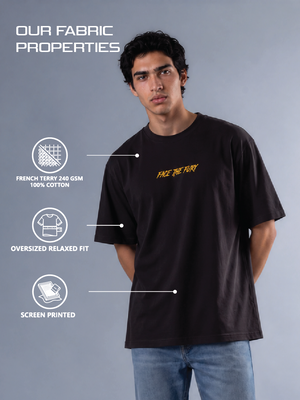 Face the Fury - Men's Oversize T-Shirt - Black Colour