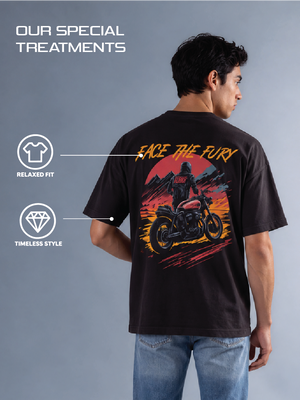 Face the Fury - Men's Oversize T-Shirt - Black Colour