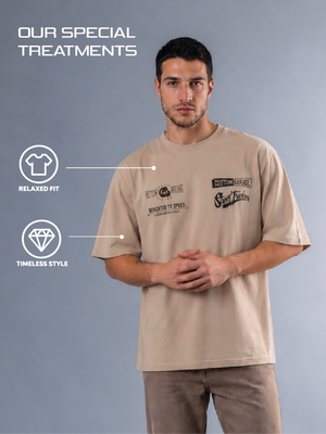 GARAGE - Men's Oversize T-Shirt - Beige Colour