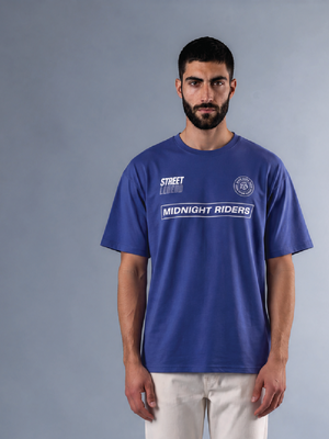 Midnight Riders - Men's Oversize T-Shirt - Navy Blue Colour