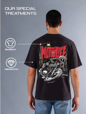 Motolife - Men's Oversize T-Shirt - Black Colour