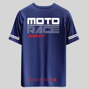 Moto Race - Men's Oversize T-Shirt - Navy Blue Colour