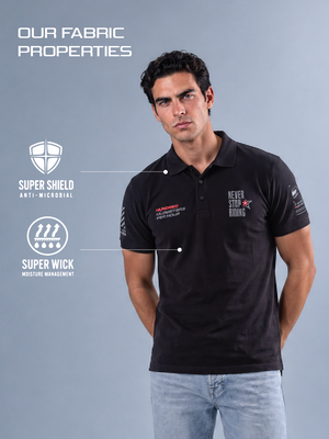 NEVER STOP RIDING - Polo T-Shirt -Black