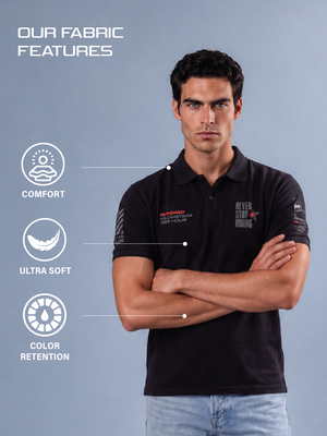 NEVER STOP RIDING - Polo T-Shirt -Black