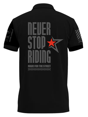NEVER STOP RIDING - Polo T-Shirt -Black
