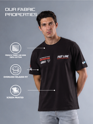 Fast Life - Men's Oversize T-Shirt - Black Colour