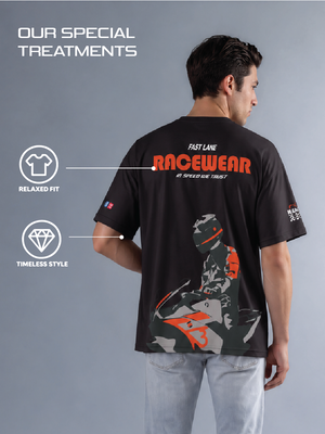 Fast Life - Men's Oversize T-Shirt - Black Colour