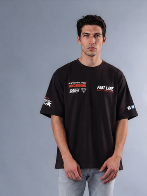 Fast Life - Men's Oversize T-Shirt - Black Colour