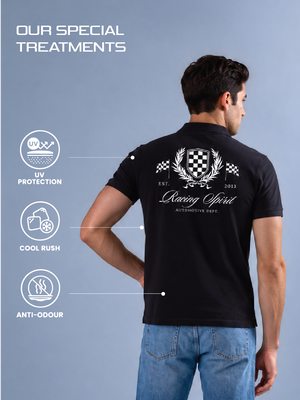 Racing Spirit Black Polo T-Shirt