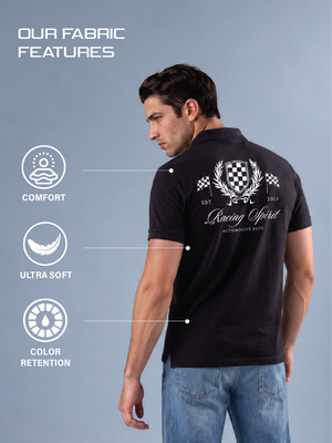 Racing Spirit Black Polo T-Shirt