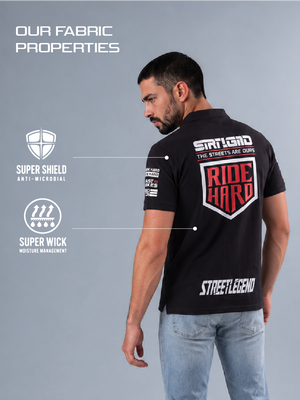 Ride Hard - Polo T-Shirt Black
