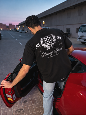 Racing Spirit Black Polo T-Shirt