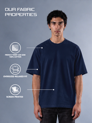 100kmph Basics Oversize T-Shirt Navy Blue