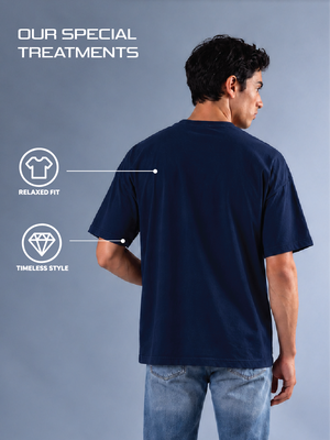 100kmph Basics Oversize T-Shirt Navy Blue