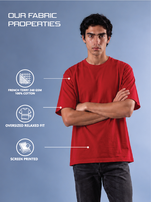 100kmph Basics Oversize T-Shirt Red