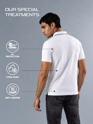 100kmph Basics Polo T-Shirt White
