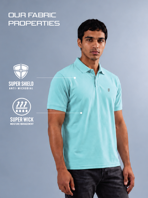 100kmph Basics Polo T-Shirt Sky Blue