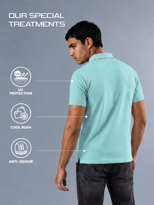 100kmph Basics Polo T-Shirt Sky Blue