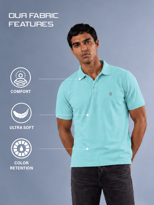 100kmph Basics Polo T-Shirt Sky Blue