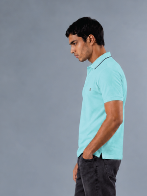 100kmph Basics Polo T-Shirt Sky Blue