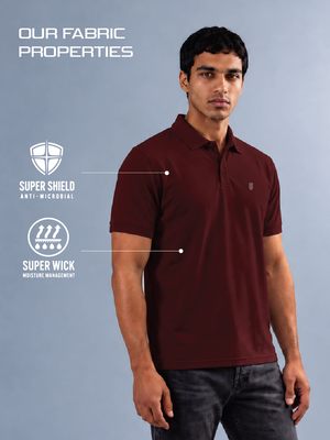 100kmph Basics Polo T-Shirt  Maroon