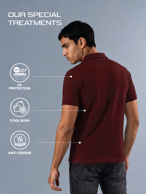 100kmph Basics Polo T-Shirt  Maroon