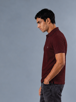 100kmph Basics Polo T-Shirt  Maroon