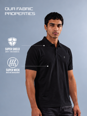 100kmph Basics Polo T-Shirt Black