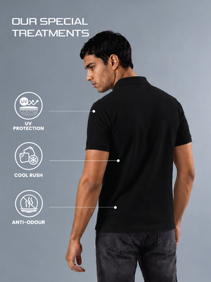 100kmph Basics Polo T-Shirt Black